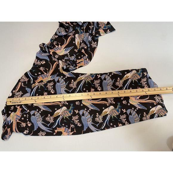 LOFT Outlet Womens Peacock Print Blouse Measures Small/Medium Ethereal Bird Glam - Picture 7 of 10